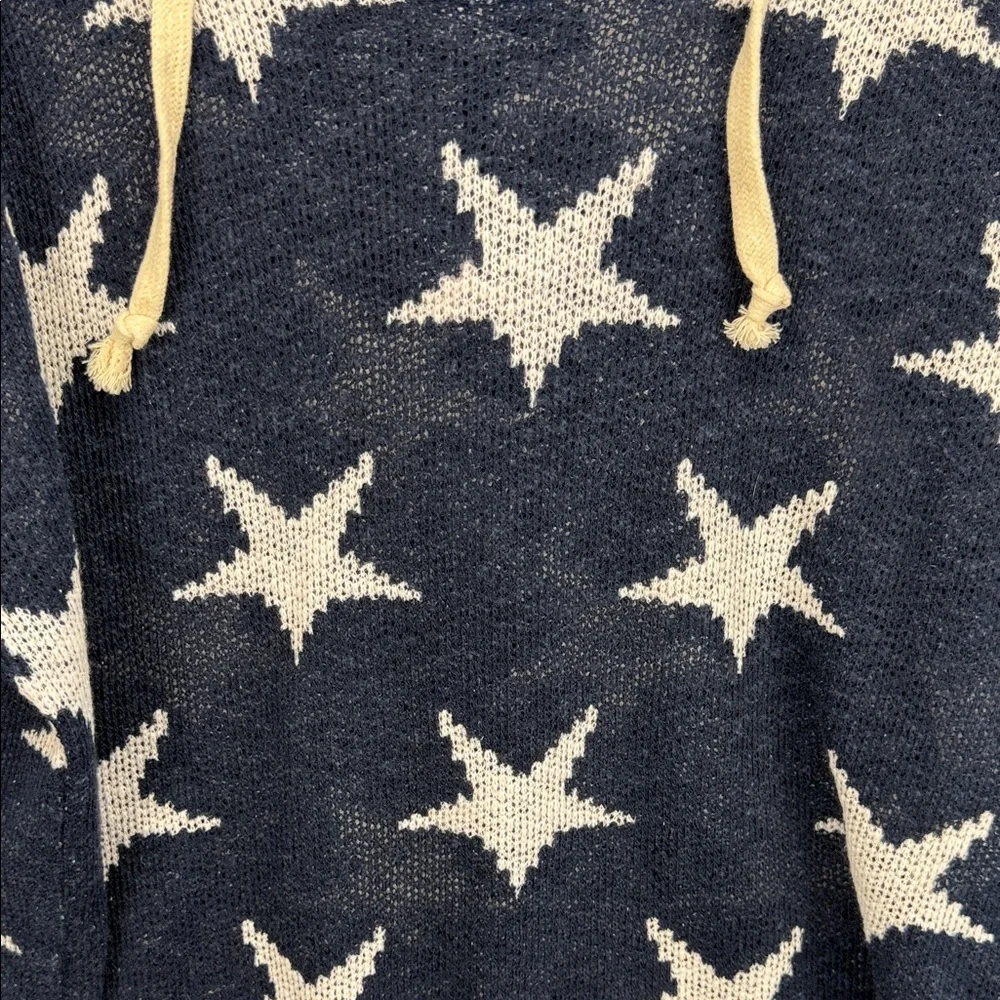 Vintage Havana Star Sheer Hooded Knit Pullover - Navy & Cream Small - Picture 11 of 14